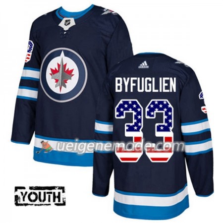 Kinder Eishockey Winnipeg Jets Trikot Dustin Byfuglien 33 Adidas 2017-2018 Marineblau USA Flag Fashion Authentic